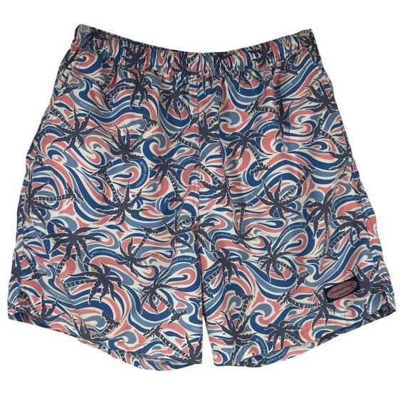 VINEYARD VINES - MEN'S LARGE PINK/BLUE 100% POLYESTER LINED SWIM TRUNKS - Picture 1 of 6